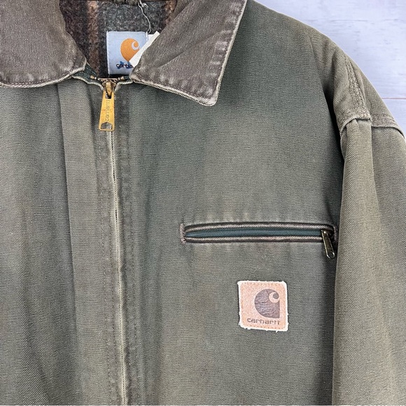 Vintage RARE Carhartt Detroit Olive JB0866 Blanket Lined Jacket - Picture 4 of 7